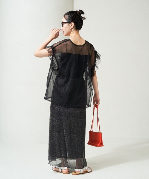 FREAK'S STORE（フリークスストア）の「限定展開　袖 フリル ビッグ チュール ベスト（ベスト・レディース・ブラック/チャコールグレー/オフホワイト・ﾌﾘ-）」の12枚目の写真