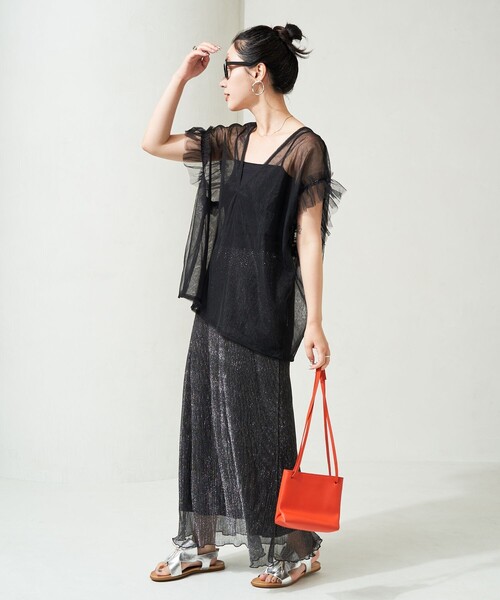 FREAK'S STORE（フリークスストア）の「限定展開　袖 フリル ビッグ チュール ベスト（ベスト・レディース・ブラック/チャコールグレー/オフホワイト・ﾌﾘ-）」の11枚目の写真