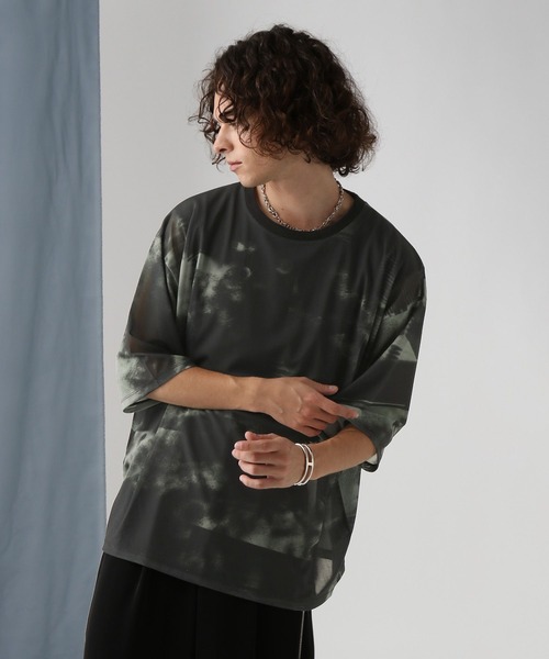 HARE（ハレ）の「コラージュプリントメッシュカット(HARE)（Tシャツ/カットソー・メンズ・ブルー/グレー/ブラック・FREE）」の5枚目の写真