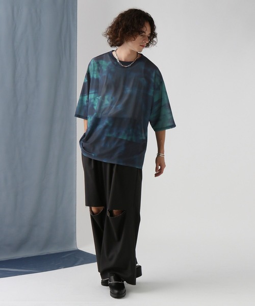 HARE（ハレ）の「コラージュプリントメッシュカット(HARE)（Tシャツ/カットソー・メンズ・ブルー/グレー/ブラック・FREE）」の8枚目の写真