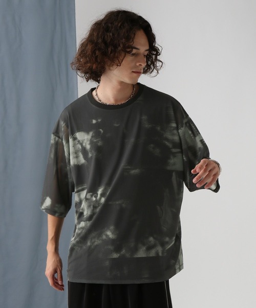 HARE（ハレ）の「コラージュプリントメッシュカット(HARE)（Tシャツ/カットソー・メンズ・ブルー/グレー/ブラック・FREE）」の21枚目の写真