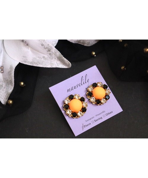 tone（トーン）の「【mauvelily】ぽこぽこびじゅー(MA)（ピアス（両耳用）・レディース・ライトグリーン/オレンジ・FREE）」の2枚目の写真