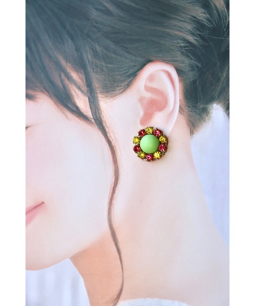 tone（トーン）の「【mauvelily】ぽこぽこびじゅー(MA)（ピアス（両耳用）・レディース・ライトグリーン/オレンジ・FREE）」の6枚目の写真