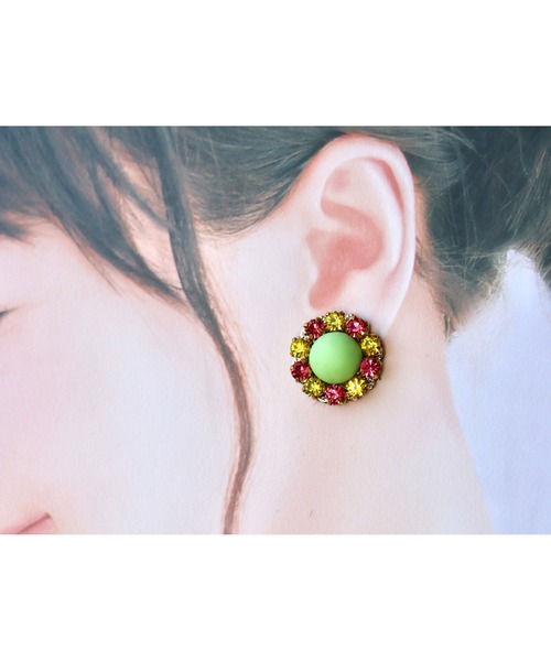 tone（トーン）の「【mauvelily】ぽこぽこびじゅー(MA)（ピアス（両耳用）・レディース・ライトグリーン/オレンジ・FREE）」の5枚目の写真