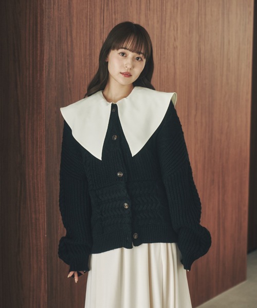 moi tytto（モイテュット）の「切替えニットカーディガン（カーディガン/ボレロ・レディース・ブラック/オフホワイト/ナチュラル/レッド・FREE）」の17枚目の写真