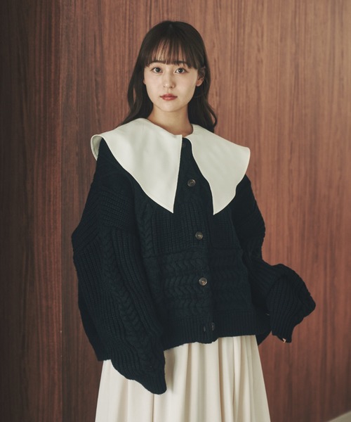 moi tytto（モイテュット）の「切替えニットカーディガン（カーディガン/ボレロ・レディース・ブラック/オフホワイト/ナチュラル/レッド・FREE）」の19枚目の写真