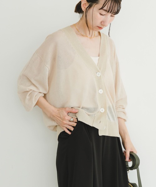 ITEMS URBANRESEARCH（アイテムズ アーバンリサーチ）の「シアーラメカーディガン（カーディガン/ボレロ・レディース・ブラック/グレー系その他・FREE）」の2枚目の写真