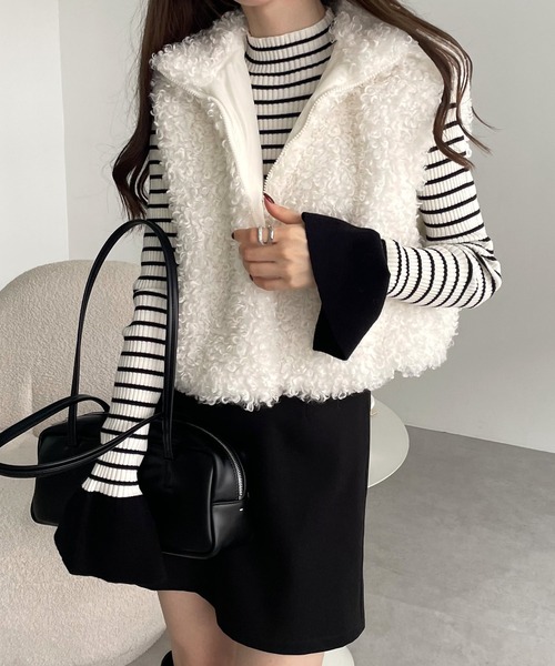 セール】ショート丈シープファーベスト（ベスト）｜andme（アンドミー