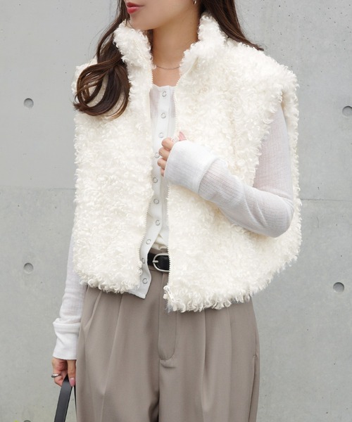 セール】ショート丈シープファーベスト（ベスト）｜andme（アンドミー