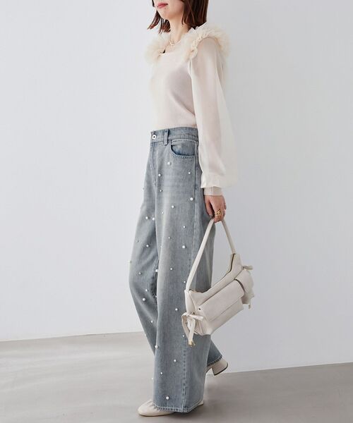 MAJESTIC LEGON（マジェスティックレゴン）の「肩フリルシアースリーブニット（ニット/セーター・レディース・ブラック/アイボリー/モカ/ブラック系その他・MEDIUM）」の20枚目の写真