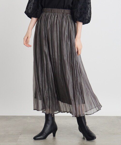 grove（グローブ）の「◆オーガンジープリーツスカート（スカート・レディース・チャコールグレー/サンドベージュ・03/02/01/05/04）」の2枚目の写真