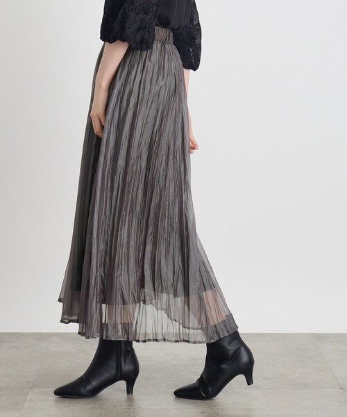 grove（グローブ）の「◆オーガンジープリーツスカート（スカート・レディース・チャコールグレー/サンドベージュ・03/02/01/05/04）」の3枚目の写真
