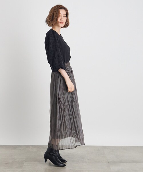 grove（グローブ）の「◆オーガンジープリーツスカート（スカート・レディース・チャコールグレー/サンドベージュ・03/02/01/05/04）」の5枚目の写真