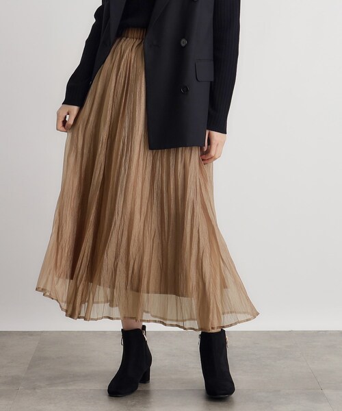 grove（グローブ）の「◆オーガンジープリーツスカート（スカート・レディース・チャコールグレー/サンドベージュ・03/02/01/05/04）」の7枚目の写真