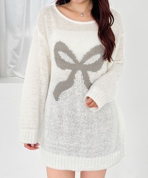 Heather | フロントリボンチュニックニット　144367(ニット/セーター)