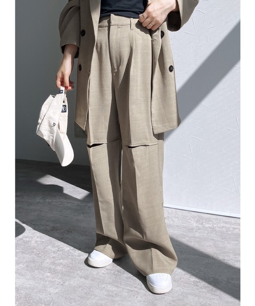 【ZOZOTOWN限定】膝スリットスラックスパンツ（スラックス）｜reca（レカ）