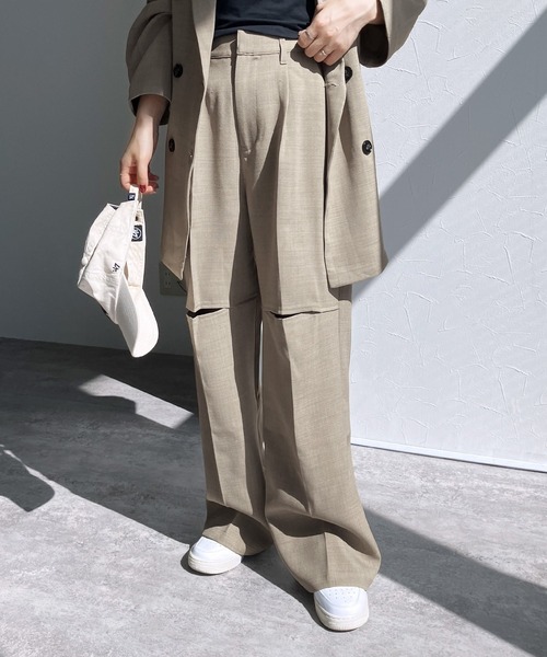 【ZOZOTOWN限定】膝スリットスラックスパンツ（スラックス）｜reca（レカ）