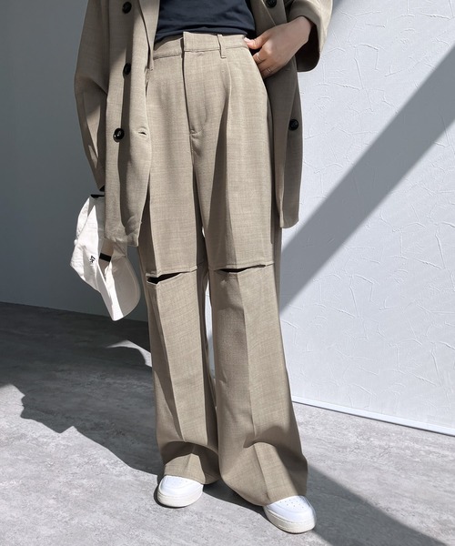 【ZOZOTOWN限定】膝スリットスラックスパンツ（スラックス）｜reca（レカ）