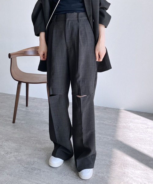 【ZOZOTOWN限定】膝スリットスラックスパンツ（スラックス）｜reca（レカ）