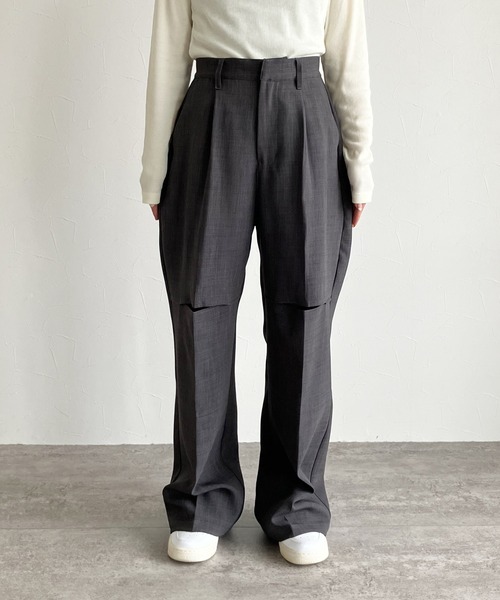 【ZOZOTOWN限定】膝スリットスラックスパンツ（スラックス）｜reca（レカ）