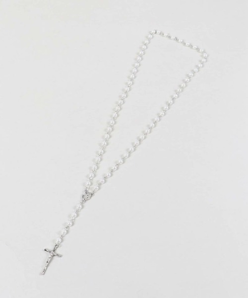 ロザマリア　ビーズネックレス USAアンティーク聖母マリアキリスト十字架クロスメダイロザリオ