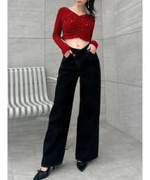 ウエストクロスデニムパンツ