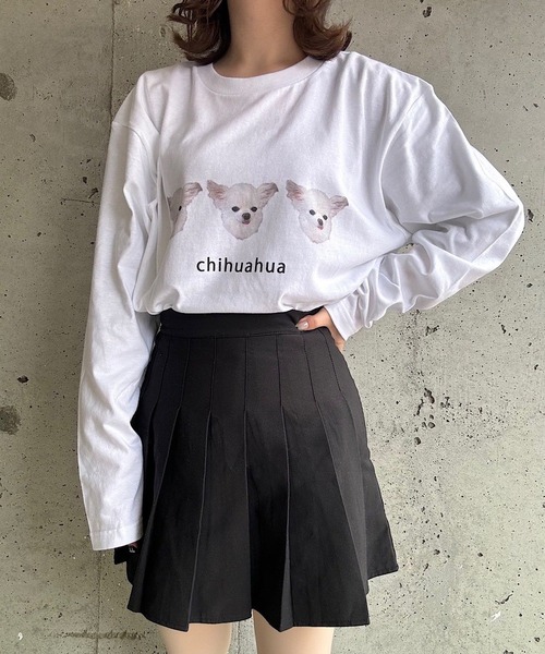 merrylatte（メリーラテ）の「『低身長用サイズあり』アニマル×英字デザインロンT（Tシャツ/カットソー・レディース・ホワイト/A/B/C/D/E/F/G/H/I・MEDIUM/SMALL/LARGE/X-SMALL）」の3枚目の写真