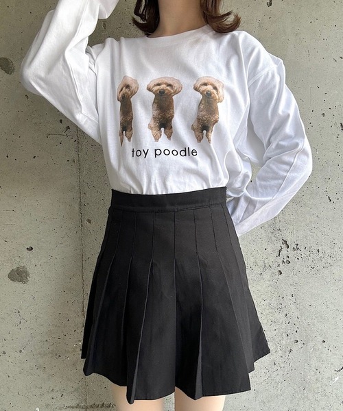 merrylatte（メリーラテ）の「『低身長用サイズあり』アニマル×英字デザインロンT（Tシャツ/カットソー・レディース・ホワイト/A/B/C/D/E/F/G/H/I・MEDIUM/SMALL/LARGE/X-SMALL）」の5枚目の写真