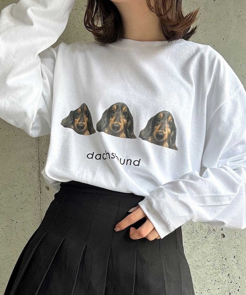 merrylatte（メリーラテ）の「『低身長用サイズあり』アニマル×英字デザインロンT（Tシャツ/カットソー・レディース・ホワイト/A/B/C/D/E/F/G/H/I・MEDIUM/SMALL/LARGE/X-SMALL）」の6枚目の写真