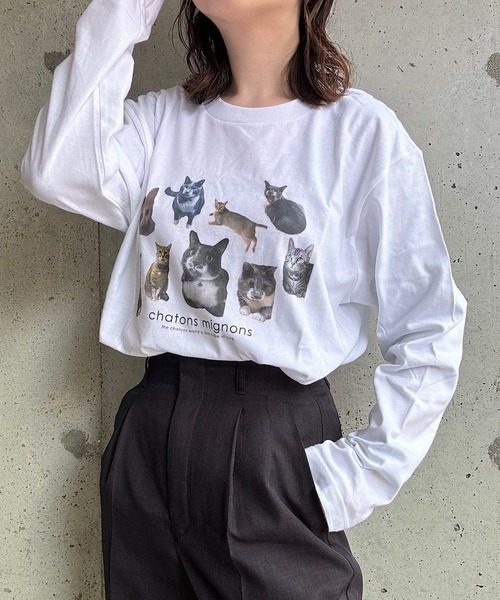 merrylatte（メリーラテ）の「『低身長用サイズあり』アニマル×英字デザインロンT（Tシャツ/カットソー・レディース・ホワイト/A/B/C/D/E/F/G/H/I・MEDIUM/SMALL/LARGE/X-SMALL）」の7枚目の写真