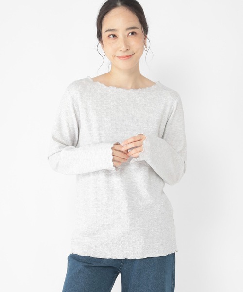 studio CLIP（スタディオクリップ）の「リンクルジャガードボートネックプルオーバー[プラスサイズあり]（Tシャツ/カットソー・レディース・オフホワイト/グリーン/ブラック/ライトベージュ/アイボリー・LARGE/ﾌﾘｰ(L)/MEDIUM）」の3枚目の写真