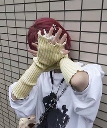 Mayree(メイリー)の【urge select】リブニット ダメージ デザイン アームウォーマー(アームカバー)