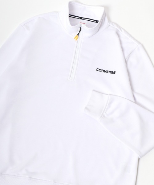 CONVERSE(コンバース)の「CONVERSE/コンバース ワンポイントロゴ テック スウェット ハーフジップ トレーナー レディース メンズ(スウェット・メンズ・チャコール/ホワイト/ブラック/グレー・M/L/LL)」の2枚目の写真