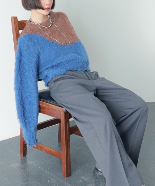 PURE BRIGHT(ピュアブライト)の「ニュアンス柄シャギーニット(ニット/セーター・レディース・ブルー/ブラック・FREE)」の17枚目の写真