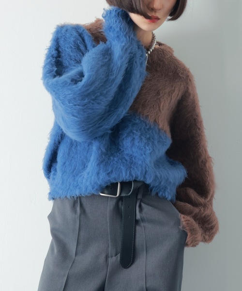 PURE BRIGHT(ピュアブライト)の「ニュアンス柄シャギーニット(ニット/セーター・レディース・ブルー/ブラック・FREE)」の16枚目の写真