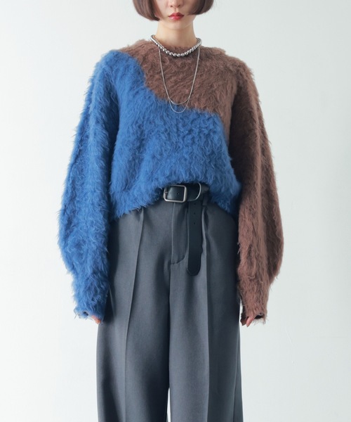 PURE BRIGHT(ピュアブライト)の「ニュアンス柄シャギーニット(ニット/セーター・レディース・ブルー/ブラック・FREE)」の18枚目の写真