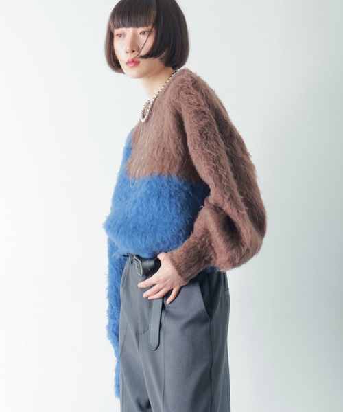 PURE BRIGHT(ピュアブライト)の「ニュアンス柄シャギーニット(ニット/セーター・レディース・ブルー/ブラック・FREE)」の19枚目の写真