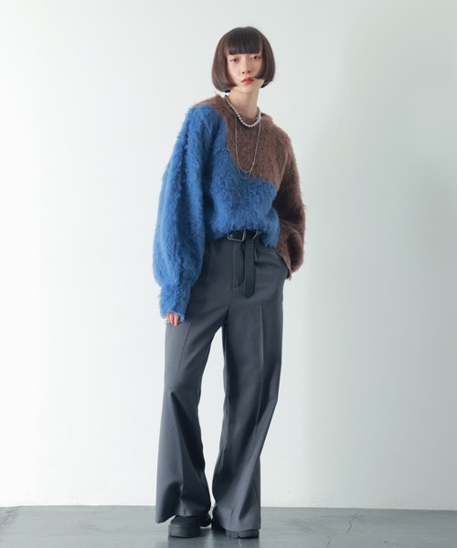 PURE BRIGHT(ピュアブライト)の「ニュアンス柄シャギーニット(ニット/セーター・レディース・ブルー/ブラック・FREE)」の14枚目の写真