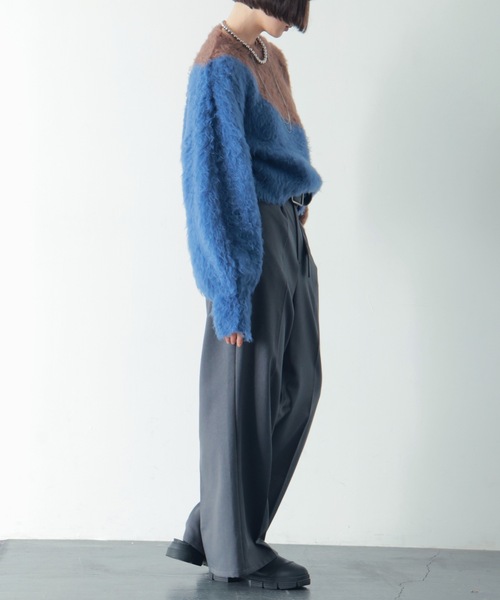 PURE BRIGHT(ピュアブライト)の「ニュアンス柄シャギーニット(ニット/セーター・レディース・ブルー/ブラック・FREE)」の22枚目の写真