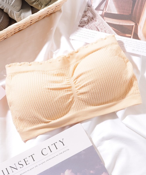 Lace Ladies（レースレディース）の「ソリッドカラー メロウフリル カップ付き チューブトップ（チューブトップ・レディース・ブラック/ライトグレー/ホワイト/ピンク/ミント/ベージュ/ダークグレー/オレンジ・FREE）」の5枚目の写真