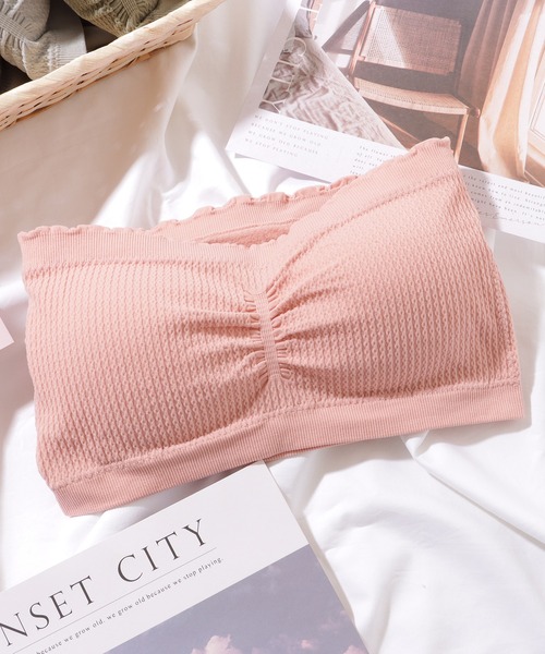 Lace Ladies（レースレディース）の「ソリッドカラー メロウフリル カップ付き チューブトップ（チューブトップ・レディース・ブラック/ライトグレー/ホワイト/ピンク/ミント/ベージュ/ダークグレー/オレンジ・FREE）」の7枚目の写真