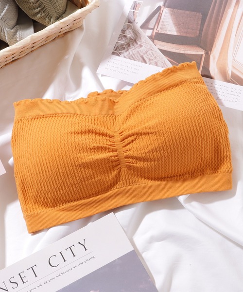 Lace Ladies（レースレディース）の「ソリッドカラー メロウフリル カップ付き チューブトップ（チューブトップ・レディース・ブラック/ライトグレー/ホワイト/ピンク/ミント/ベージュ/ダークグレー/オレンジ・FREE）」の8枚目の写真