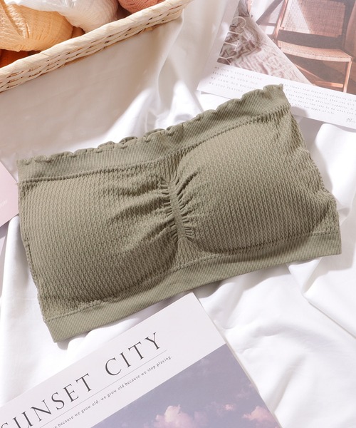 Lace Ladies（レースレディース）の「ソリッドカラー メロウフリル カップ付き チューブトップ（チューブトップ・レディース・ブラック/ライトグレー/ホワイト/ピンク/ミント/ベージュ/ダークグレー/オレンジ・FREE）」の6枚目の写真