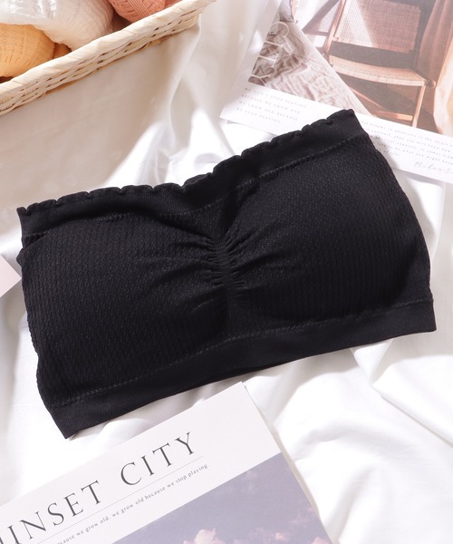 Lace Ladies（レースレディース）の「ソリッドカラー メロウフリル カップ付き チューブトップ（チューブトップ・レディース・ブラック/ライトグレー/ホワイト/ピンク/ミント/ベージュ/ダークグレー/オレンジ・FREE）」の3枚目の写真