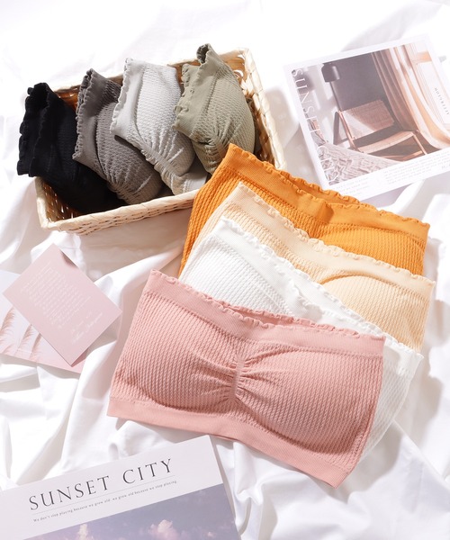 Lace Ladies（レースレディース）の「ソリッドカラー メロウフリル カップ付き チューブトップ（チューブトップ・レディース・ブラック/ライトグレー/ホワイト/ピンク/ミント/ベージュ/ダークグレー/オレンジ・FREE）」の14枚目の写真