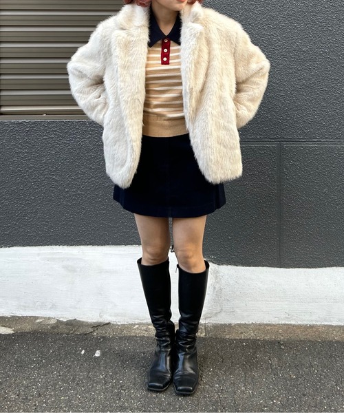 ハーフ丈 フェイクファーコート FD24W395【Fano Studios