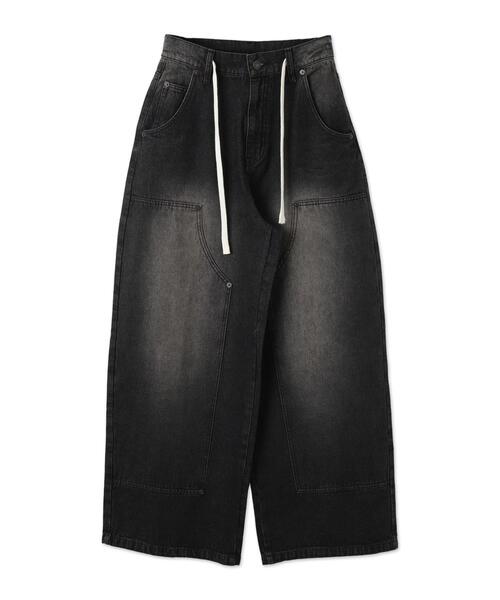 WEGO（ウィゴー）の「WEGO/【25年春夏新作】ヴィンテージウォッシュダブルニーバギーパンツ（デニムパンツ・レディース・ブラック/ダークブルー・SMALL/MEDIUM）」の13枚目の写真