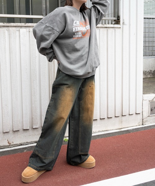 WEGO（ウィゴー）の「WEGO/【25年春夏新作】ヴィンテージウォッシュダブルニーバギーパンツ（デニムパンツ・レディース・ブラック/ダークブルー・SMALL/MEDIUM）」の10枚目の写真