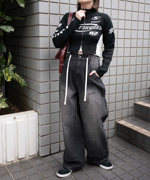 STARTEAM ダブルニー　ブラックバギーパンツ バギー デニム パンツ ブラック | EYARN