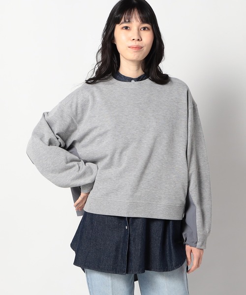 Grand PARK(グランドパーク)の「ナイロンドッキングスウェット(Tシャツ/カットソー・レディース・ベージュ/グレー/ライトグレー・FREE)」の1枚目の写真